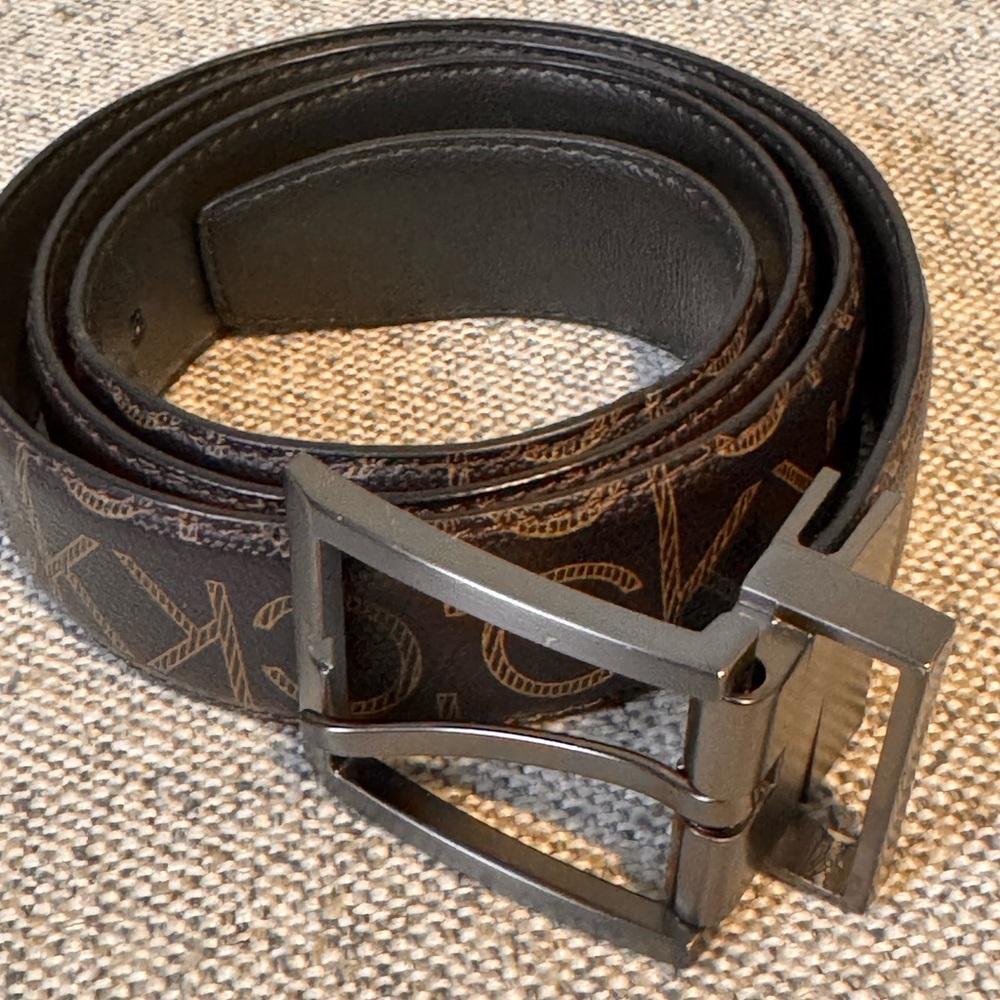 Calvin Klein Black and Brown Logo Belt